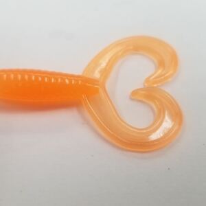 Orange with tail extended 2pcs 10" Twin Tail Perch Grub Scampi Soft Lures 